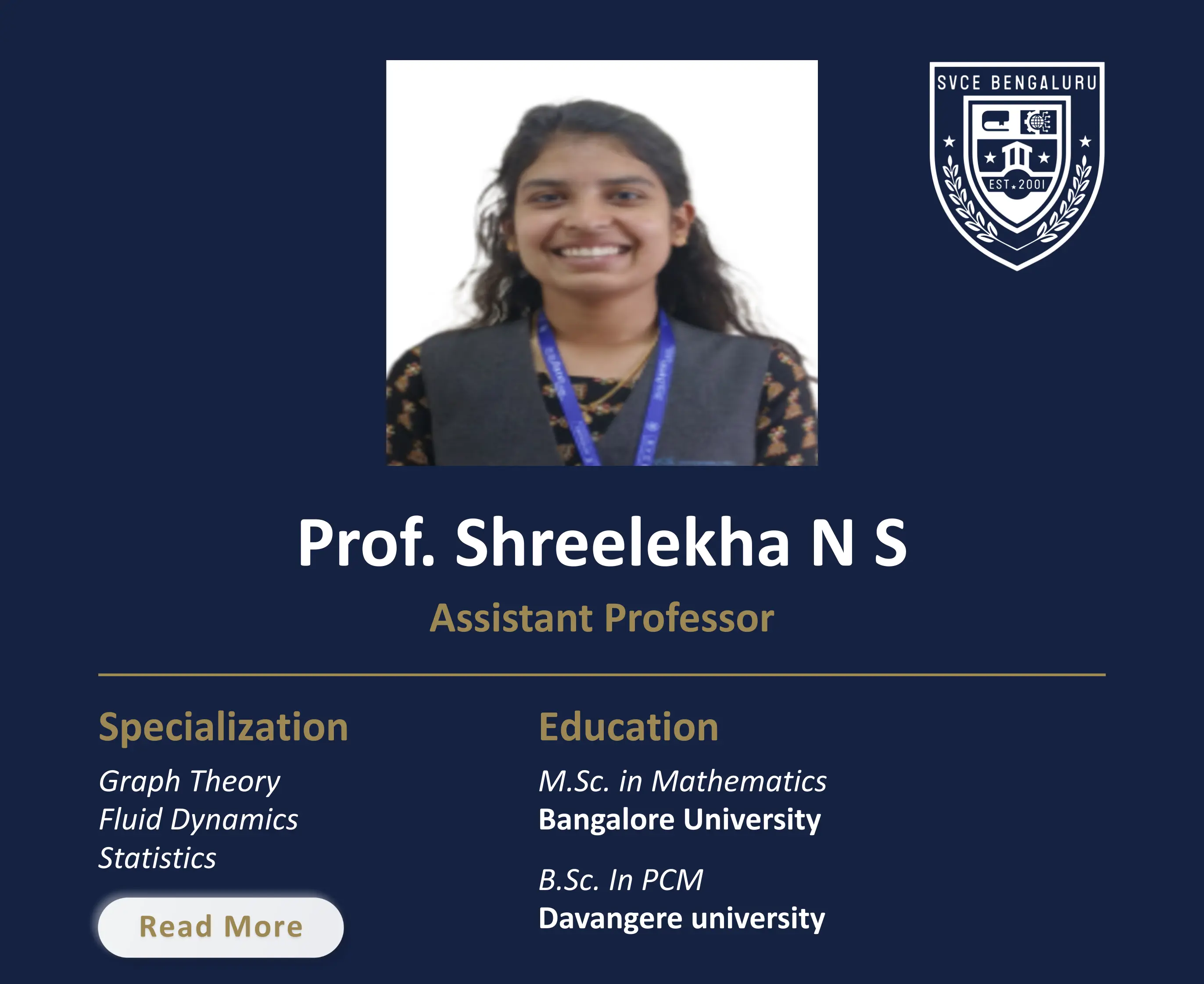 Ms. Shreelekha N S - Assistant Professor