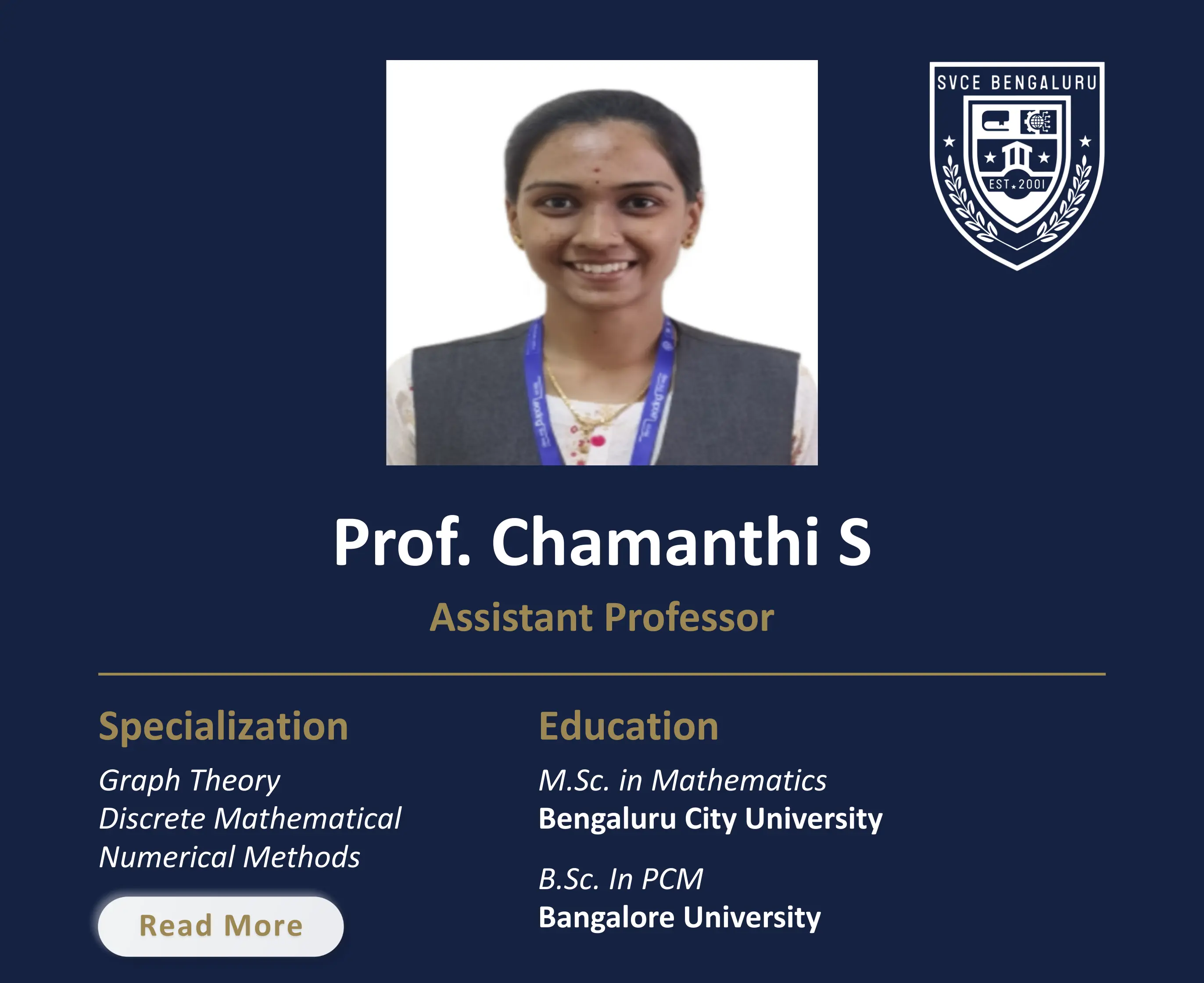 Ms. Chamanthi S - Assistant Professor