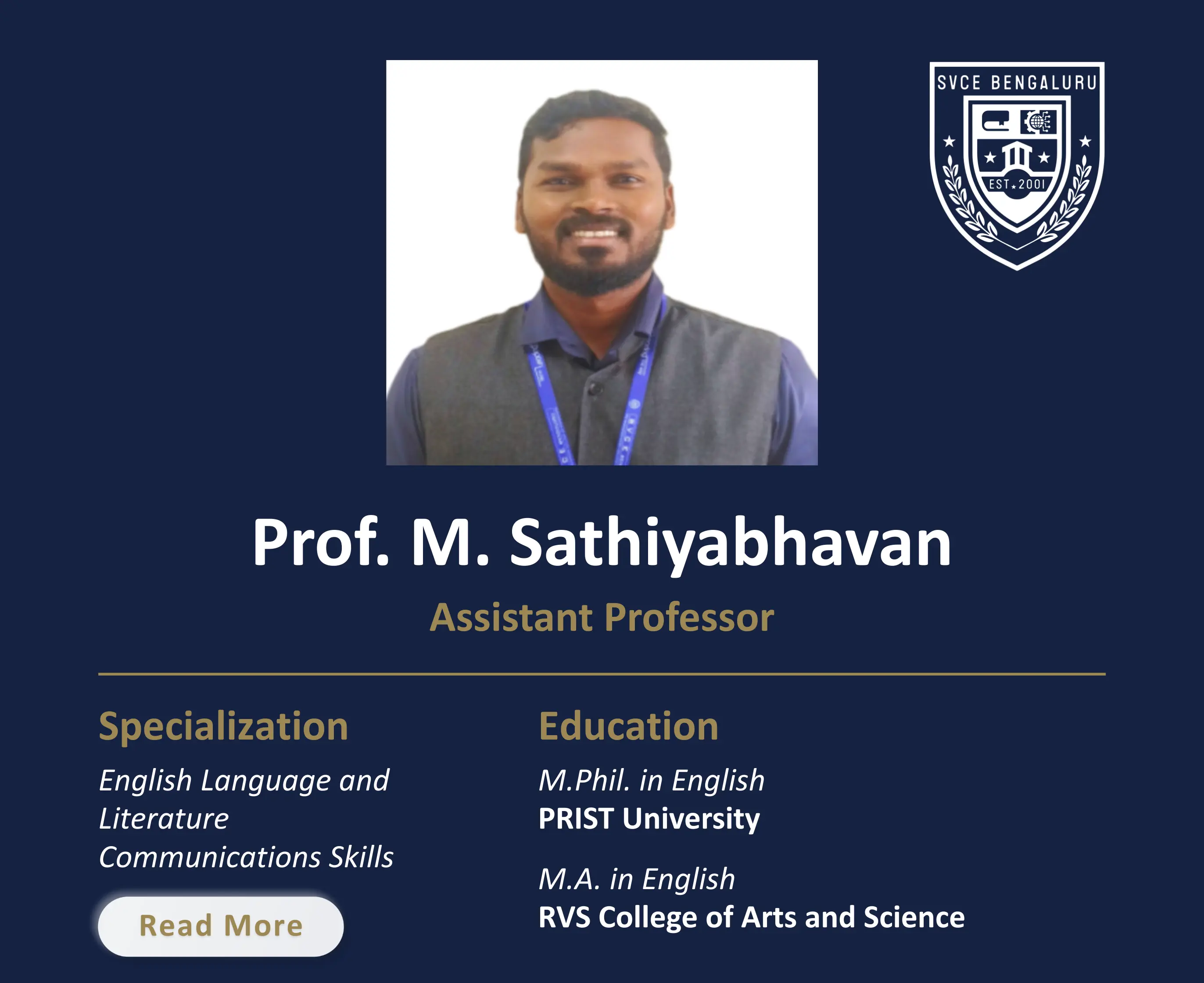 Mr. Sathiyabhavan M - Assistant Professor