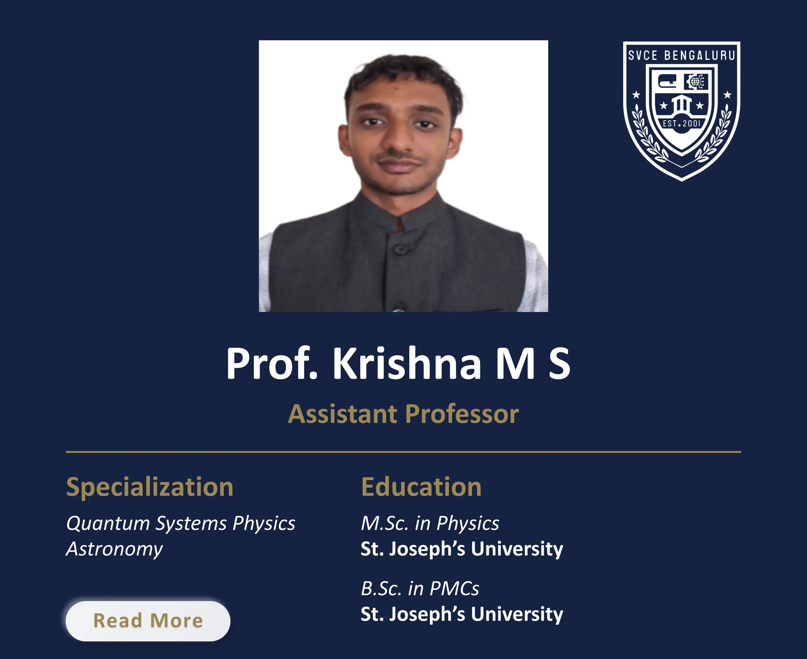 Mr. Krishna M S - Assistant Professor