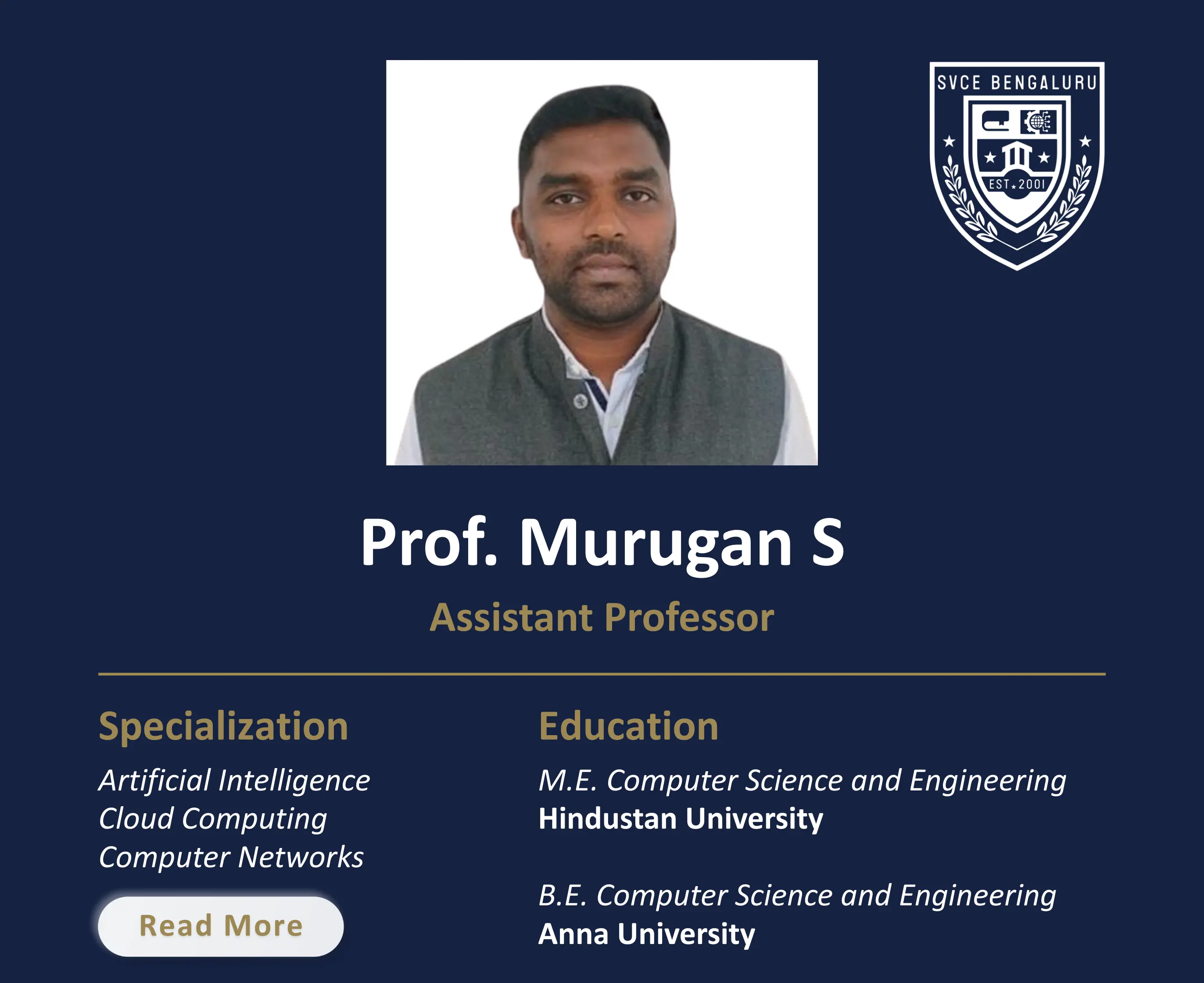 Mr. Murugan S - Assistant Professor