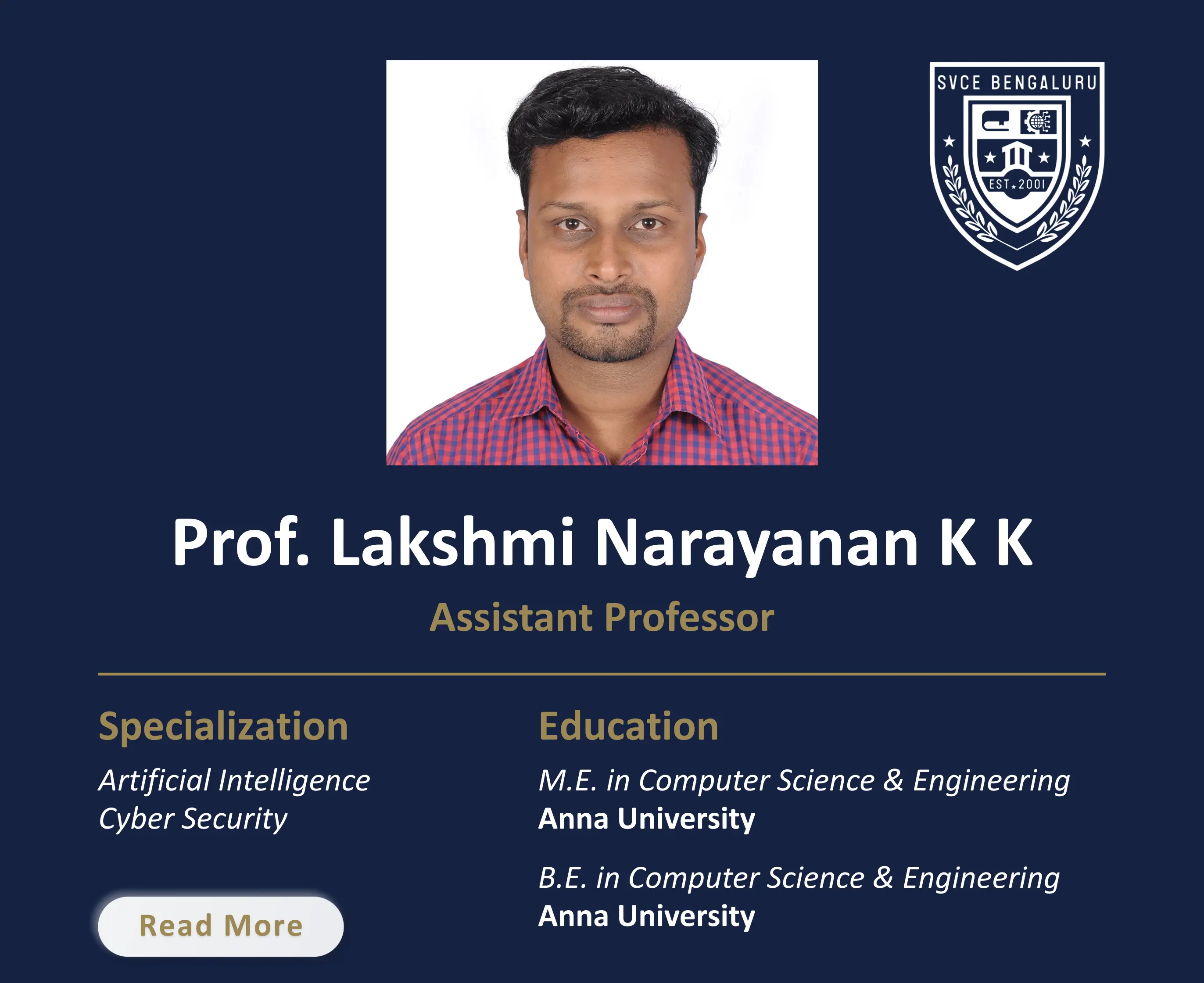 Mr. Krishnanarayanan - Assistant Professor
