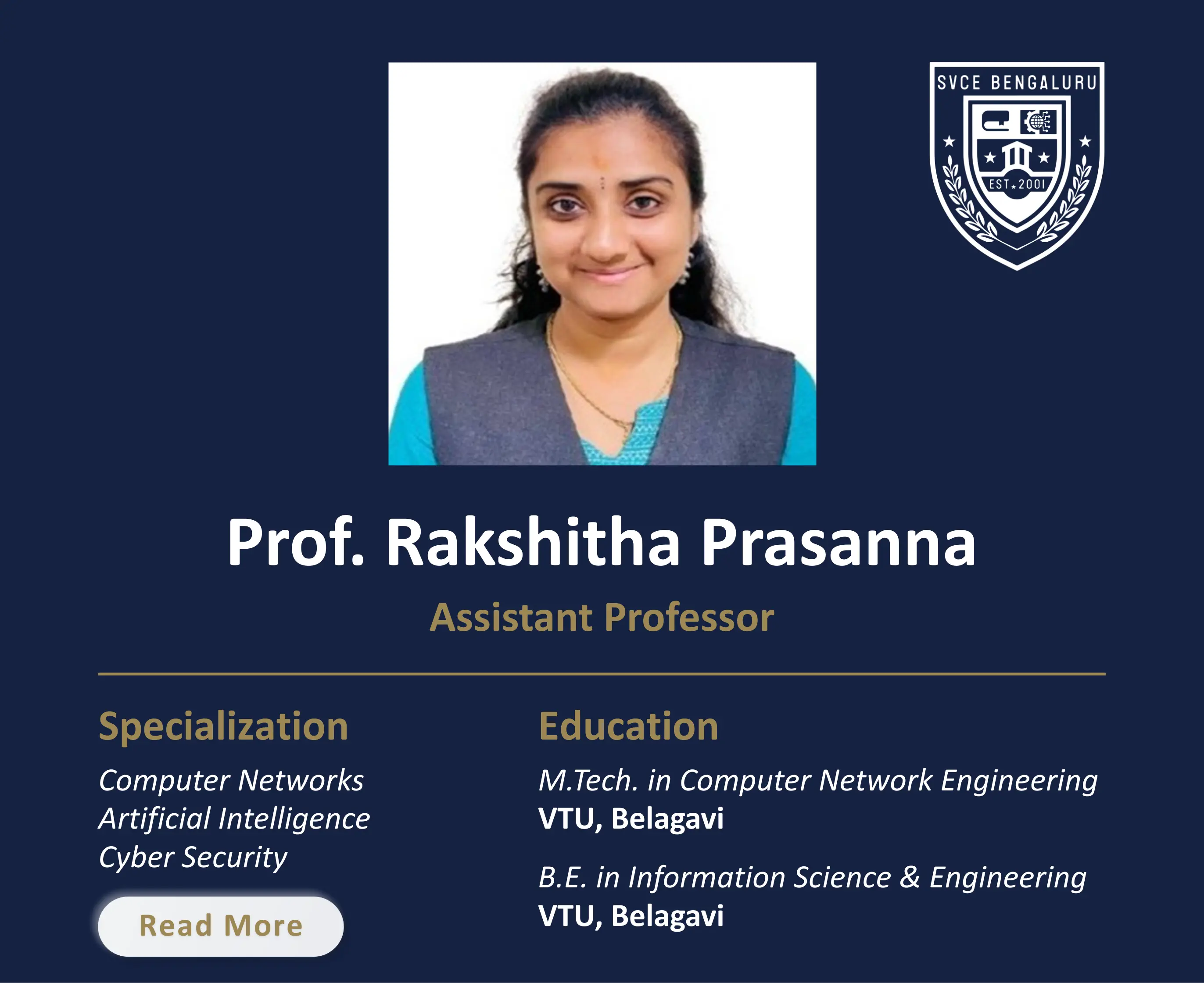 Ms. Rakshitha - Assistant Professor