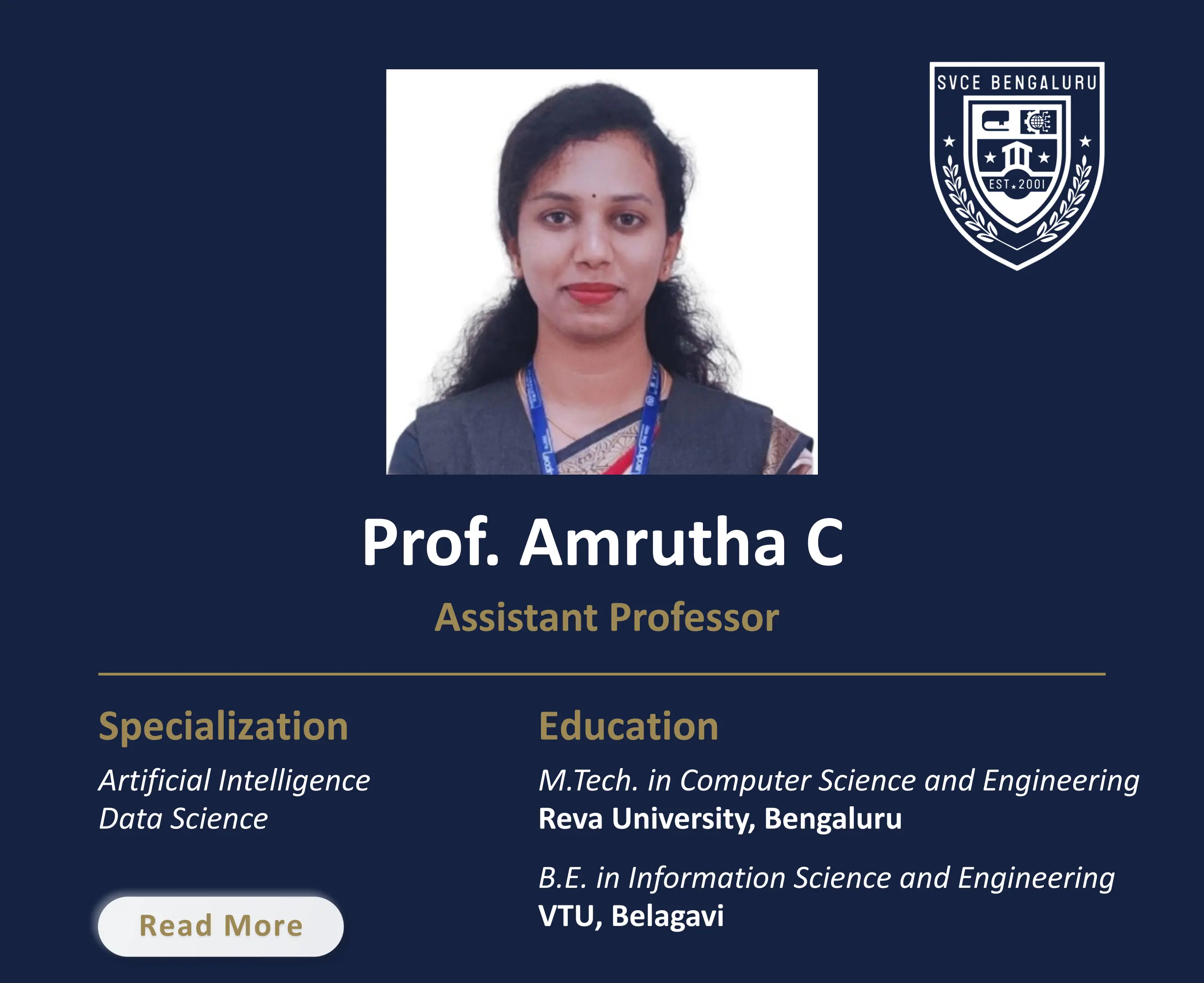  Ms. Amrutha C - Assistant Professor