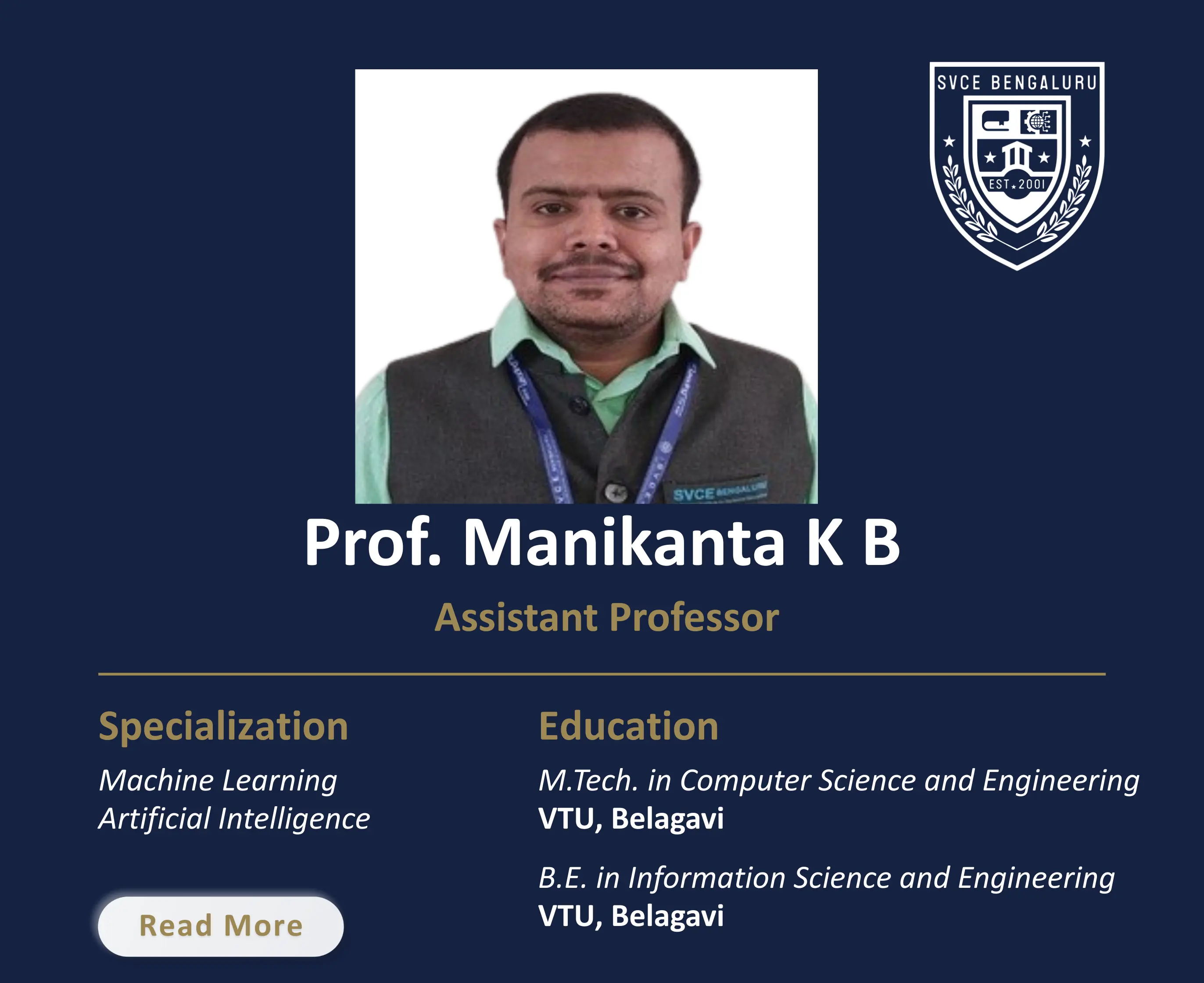 Mr. Manikanta K B - Assistant Professor