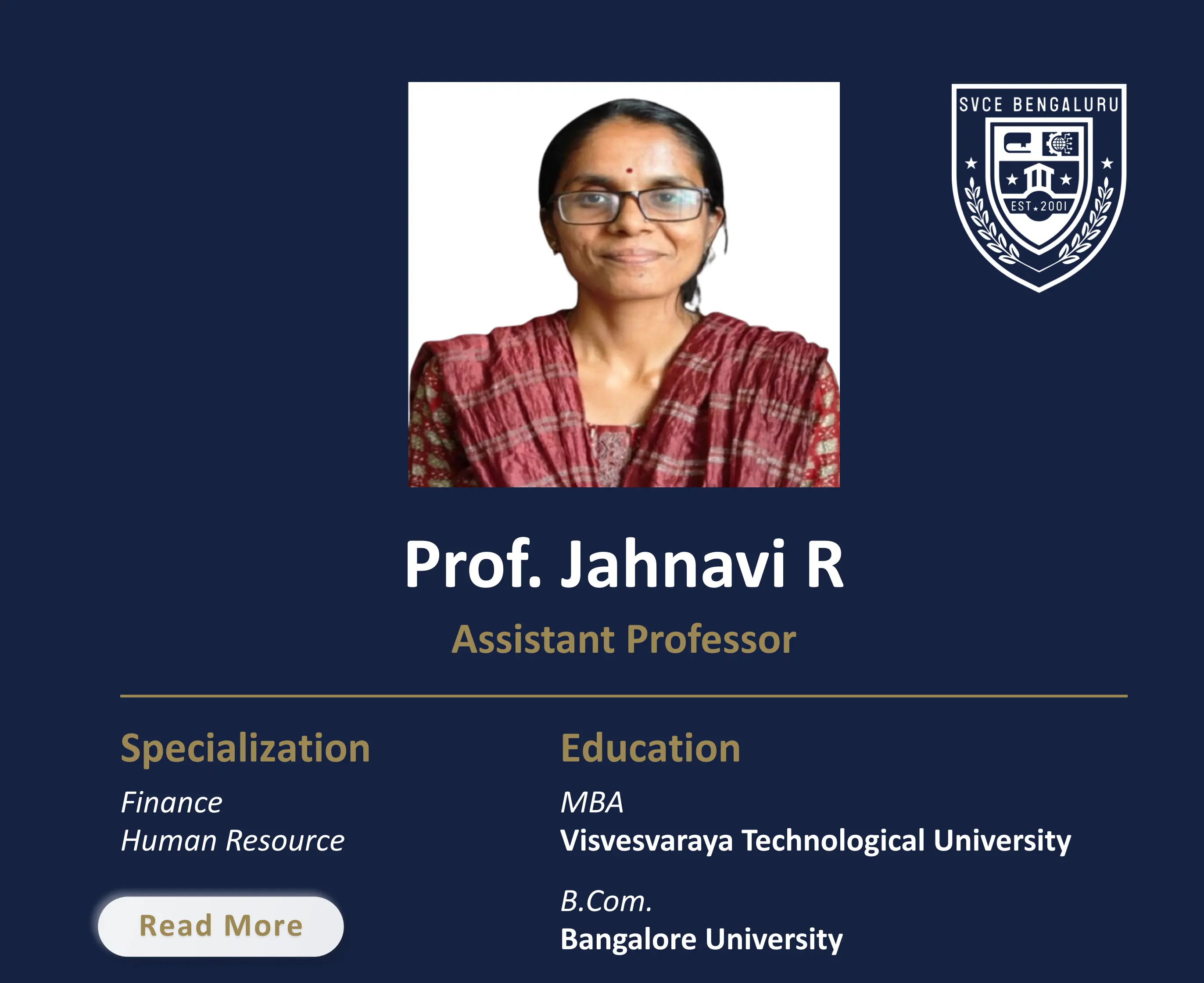 Mrs. Jahnavi R - Assistant Professor