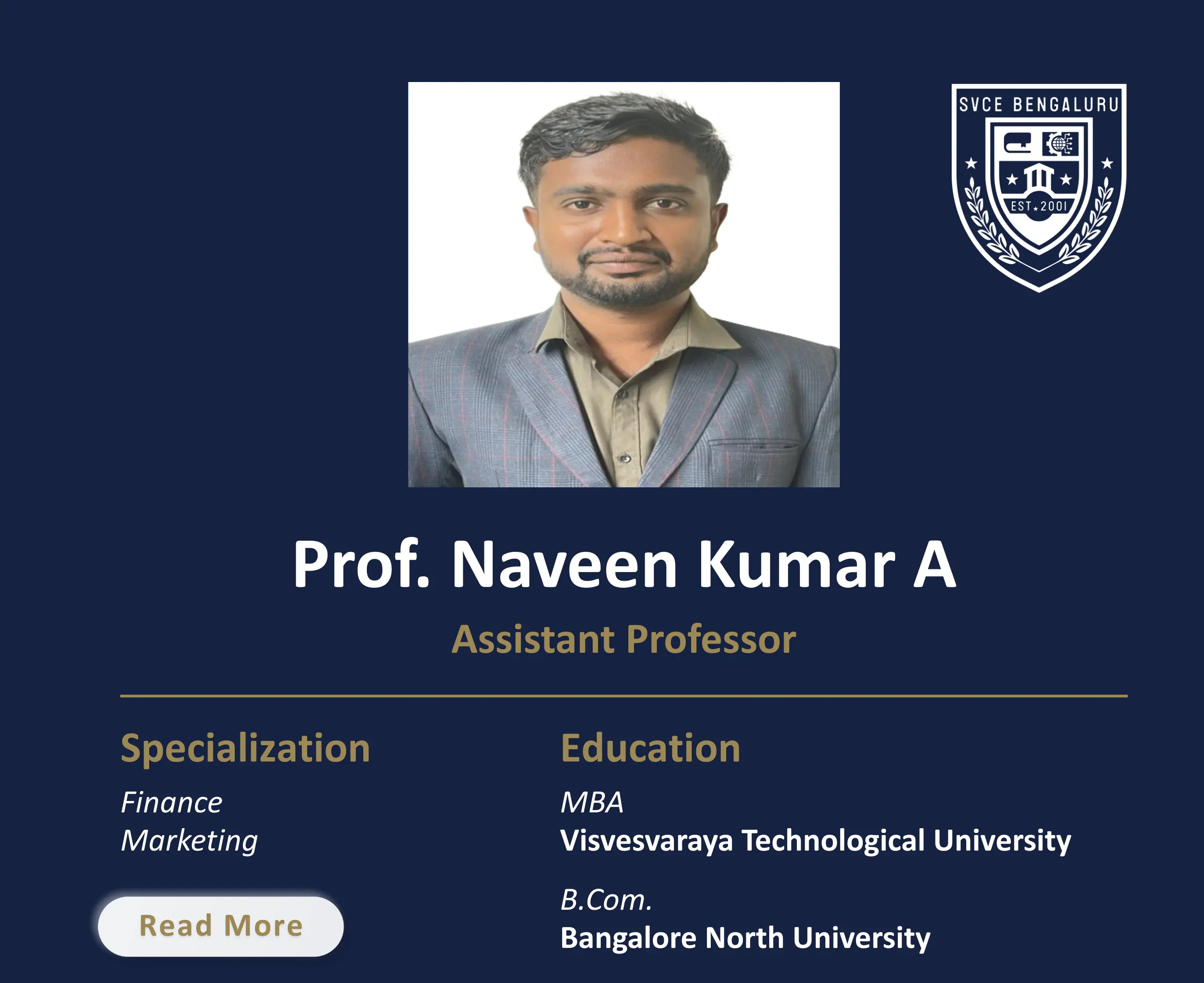 Mr. Naveen Kumar A - Assistant Professor