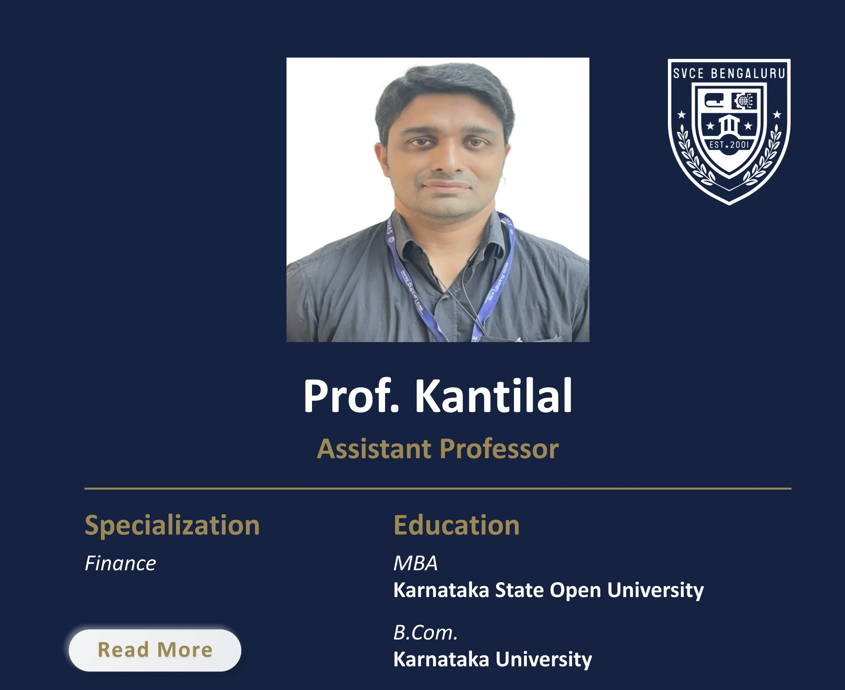 Mr. Kantilal - Assistant Professor