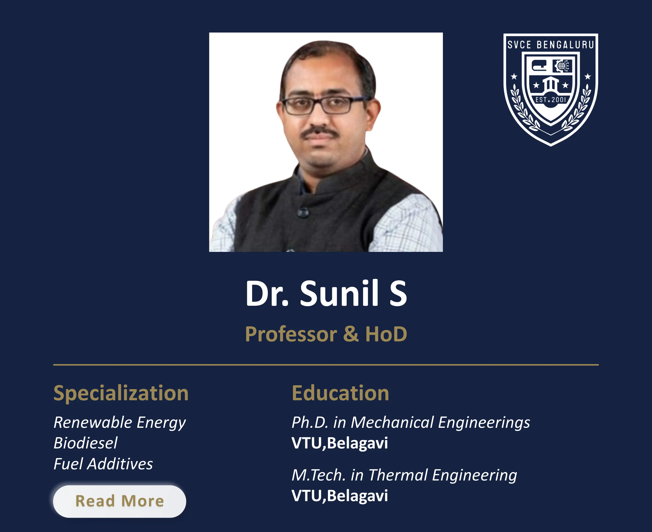 Dr. Sunil S - Professor & HOD