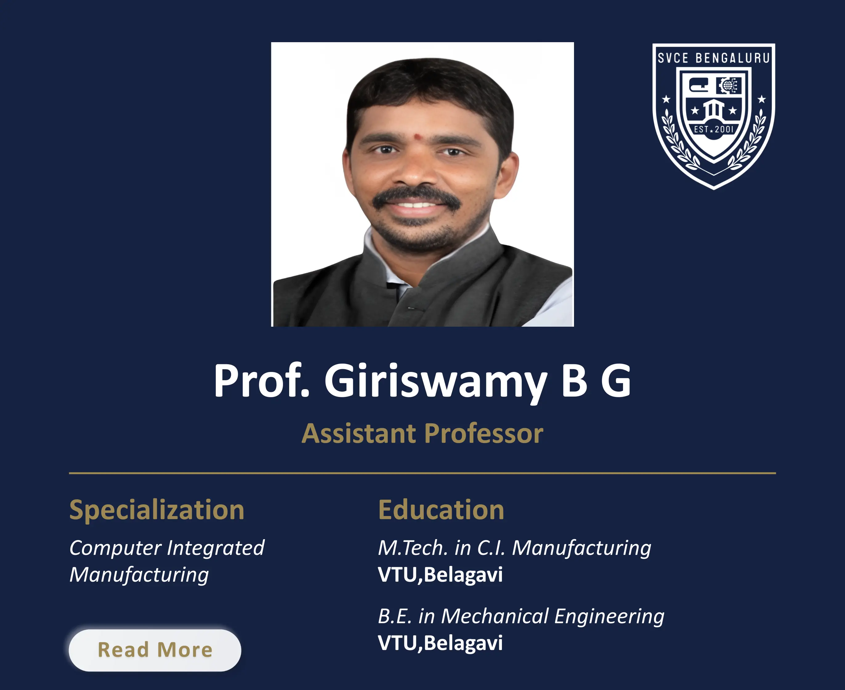 Mr. Giriswamy B G - Assistant Professor