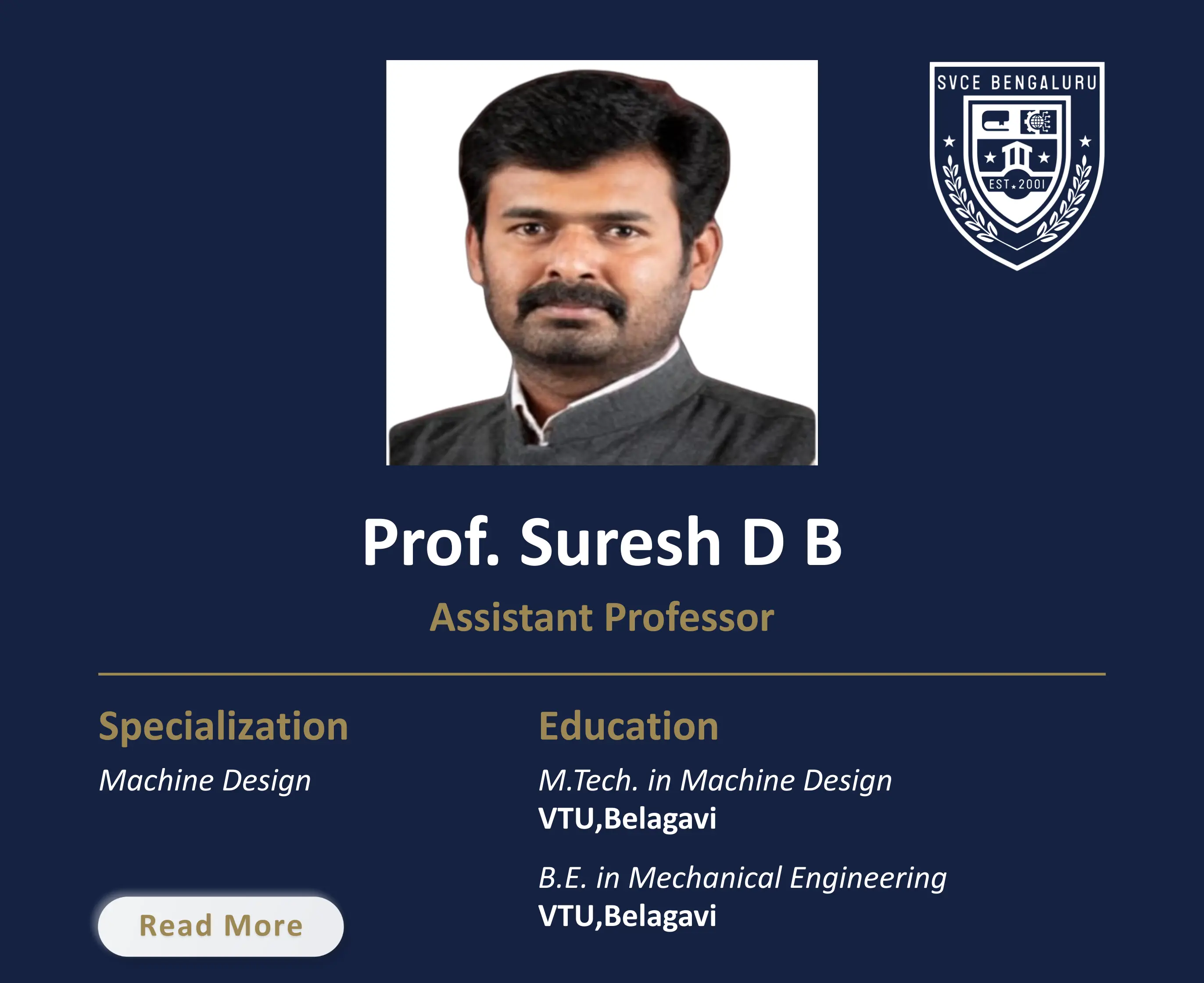 Mr. Suresh D B - Assistant Professor
